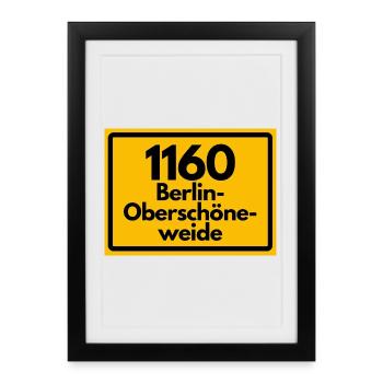 ALTE POSTLEITZAHL PLZ 1160 BERLIN OBERSCHÖNEWEIDE  - Gerahmtes Poster (27 × 37 cm) - Schwarz - Vorne