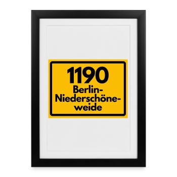 ALTE POSTLEITZAHL PLZ 1160 BERLIN OBERSCHÖNEWEIDE  - Gerahmtes Poster (27 × 37 cm) - Schwarz - Vorne