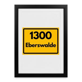 OLD POSTCODE ZIP CODE RETRO 1300 EBERSWALDE HEIMAT - Framed poster (27 × 37 cm) - black - Front