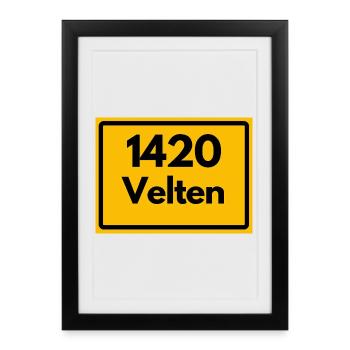 ANCIEN CODE POSTAL RÉTRO 1420 VELTEN HEIMAT - Affiche encadrée (27 × 37 cm) - noir - Devant