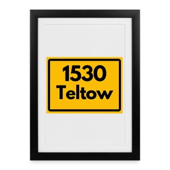 OLD POSTCODE POSTCODE RETRO 1530 TELTOW HEIMAT - Framed poster (27 × 37 cm) - black - Front