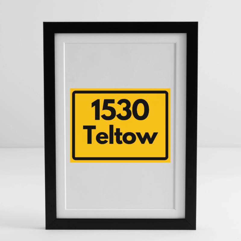 OLD POSTCODE POSTCODE RETRO 1530 TELTOW HEIMAT Framed poster (27 × 37 cm)