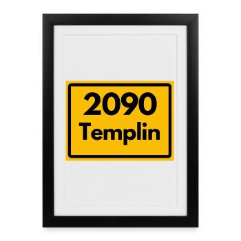 ANCIEN CODE POSTAL RÉTRO 2090 TEMPLIN HEIMAT - Affiche encadrée (27 × 37 cm) - noir - Devant