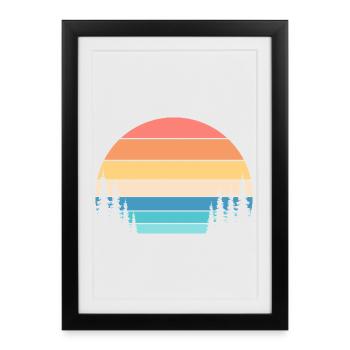 Retro-Sonnenuntergang und Kiefernwald - Gerahmtes Poster (27 × 37 cm) - Schwarz - Vorne