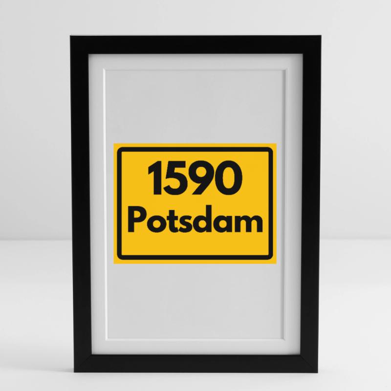 OLD POSTCODE POSTCODE RETRO 1590 POTSDAM HEIMAT Framed poster (27 × 37 cm)