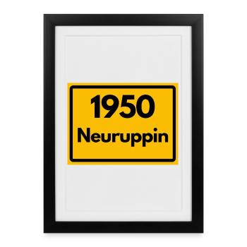 ANCIEN CODE POSTAL RÉTRO 1950 NEURUPPIN HEIMAT - Affiche encadrée (27 × 37 cm) - noir - Devant