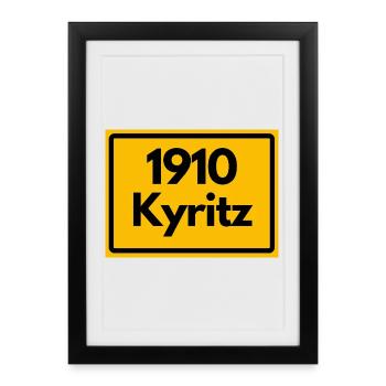 OLD POSTCODE POSTCODE RETRO 1910 KYRITZ HEIMAT - Framed poster (27 × 37 cm) - black - Front