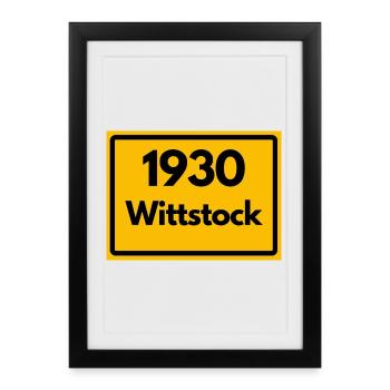 OLD POSTCODE POSTCODE RETRO 1930 WITTSTOCK HEIMAT - Framed poster (27 × 37 cm) - black - Front