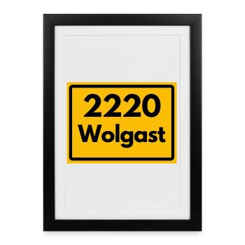ALTE POSTLEITZAHL PLZ RETRO 2220 WOLGAST HEIMAT - Gerahmtes Poster (27 × 37 cm) - Schwarz - Vorne