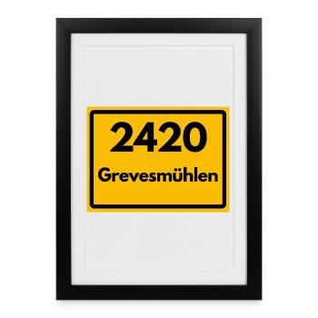 ANCIEN CODE POSTAL RETRO 2420 GREVESMÜHLEN - Affiche encadrée (27 × 37 cm) - noir - Devant