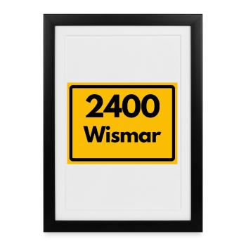 OLD POSTCODE POSTCODE RETRO 2400 WISMAR HEIMAT - Framed poster (27 × 37 cm) - black - Front