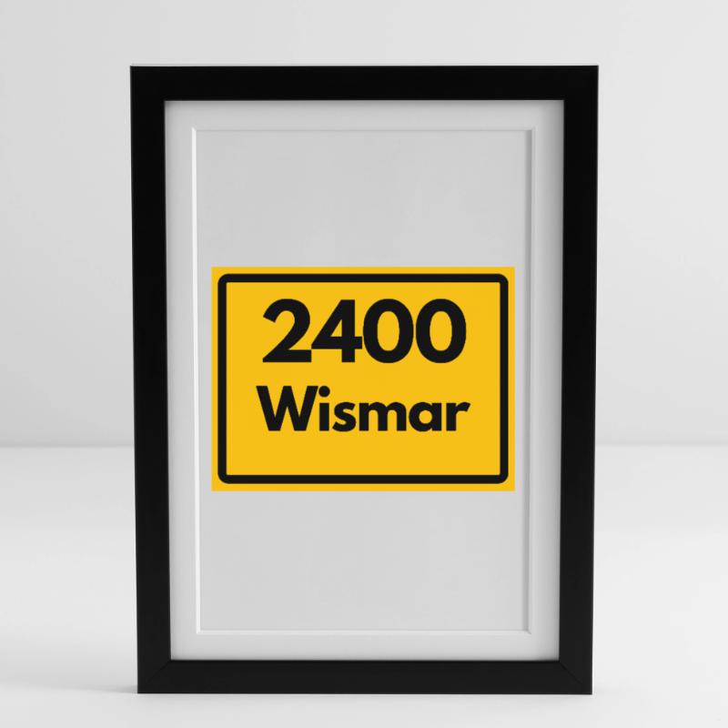 OLD POSTCODE POSTCODE RETRO 2400 WISMAR HEIMAT Framed poster (27 × 37 cm)