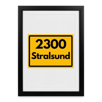 OLD POSTCODE POSTCODE RETRO 2300 STRALSUND HEIMAT - Framed poster (27 × 37 cm) - black - Front