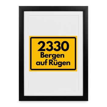 OLD POSTCODE POSTCODE 2330 BERGEN AUF RÜGEN HEIMAT - Framed poster (27 × 37 cm) - black - Front