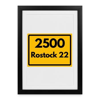 ALTE POSTLEITZAHL PLZ RETRO 2500 ROSTOCK 22 HEIMAT - Gerahmtes Poster (27 × 37 cm) - Schwarz - Vorne