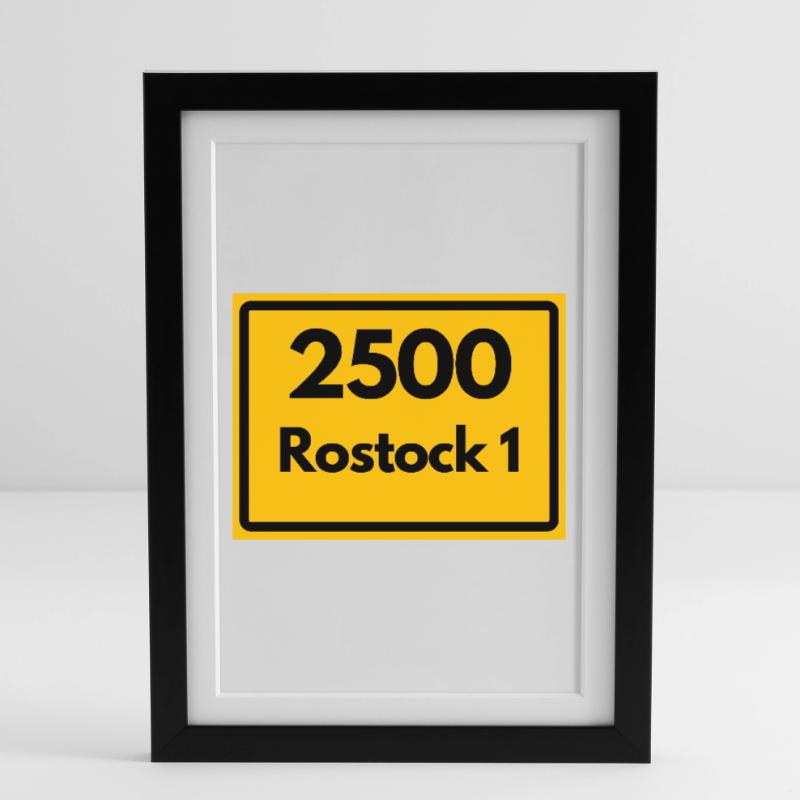 OLD POSTCODE POSTCODE RETRO 2500 ROSTOCK 1 HEIMAT Framed poster (27 × 37 cm)