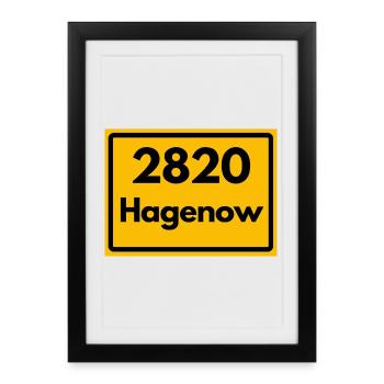 OLD POSTCODE POSTCODE RETRO 2820 HAGENOW HEIMAT - Framed poster (27 × 37 cm) - black - Front