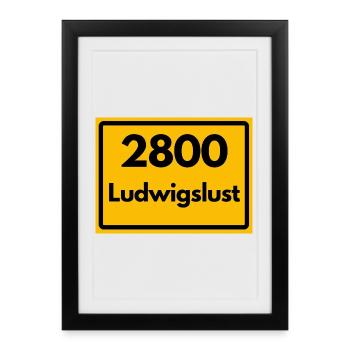 ALTE POSTLEITZAHL PLZ RETRO 2800 LUDWIGSLUST - Gerahmtes Poster (27 × 37 cm) - Schwarz - Vorne