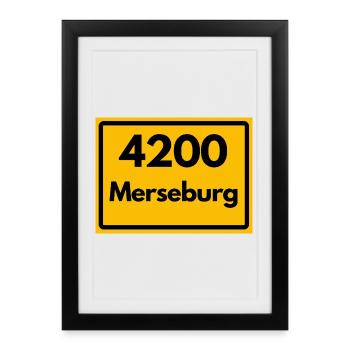 ALTE POSTLEITZAHL PLZ 4200 MERSEBURG HEIMATSTOLZ - Gerahmtes Poster (27 × 37 cm) - Schwarz - Vorne