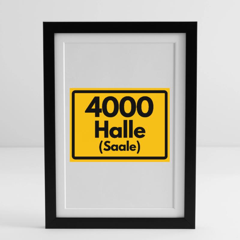 OLD POSTCODE POSTCODE 4000 HALLE SAALE HEIMATSTOLZ Framed poster (27 × 37 cm)