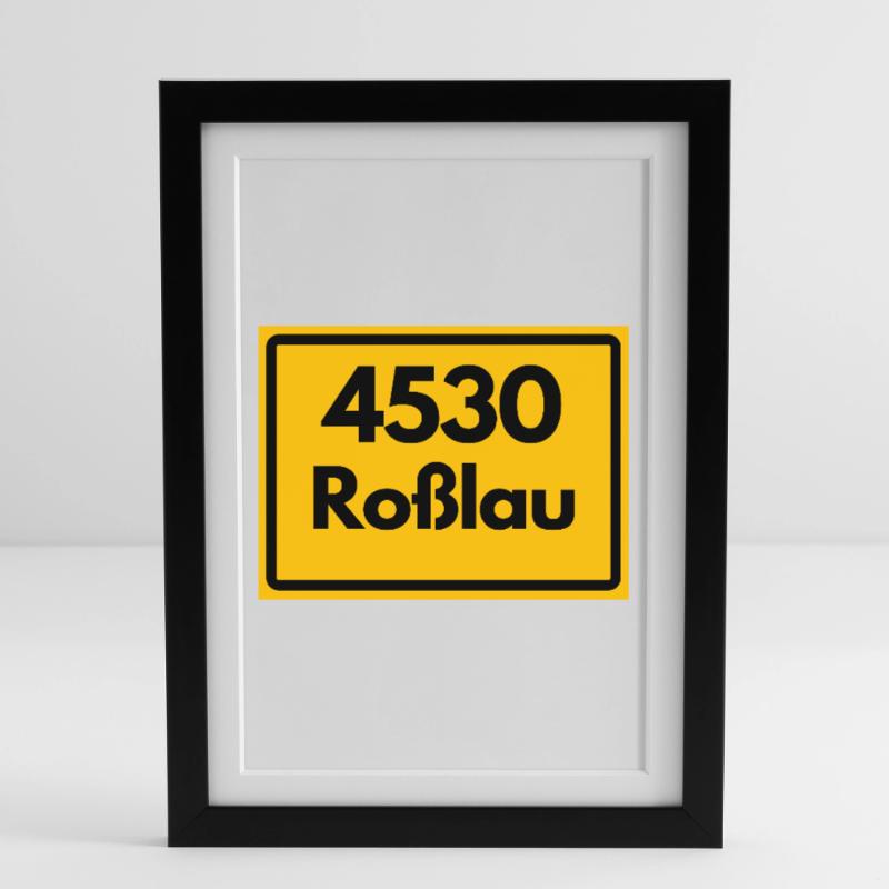OLD POSTCODE POSTCODE 4530 ROSSLAU HEIMATSTOLZ Framed poster (27 × 37 cm)