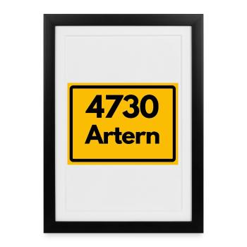 ALTE POSTLEITZAHL PLZ 4730 ARTERN HEIMATSTOLZ  - Gerahmtes Poster (27 × 37 cm) - Schwarz - Vorne