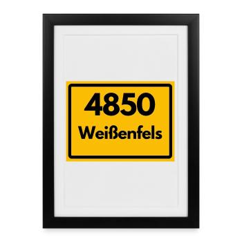 ALTE POSTLEITZAHL PLZ 4850 Weißenfels Saale - Gerahmtes Poster (27 × 37 cm) - Schwarz - Vorne