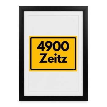 ALTE POSTLEITZAHL PLZ 4900 Zeitz Heimatstolz - Gerahmtes Poster (27 × 37 cm) - Schwarz - Vorne
