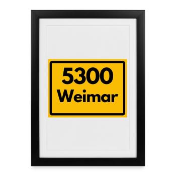 ALTE POSTLEITZAHL PLZ 5300 Weimar Goethe Bauhaus - Gerahmtes Poster (27 × 37 cm) - Schwarz - Vorne
