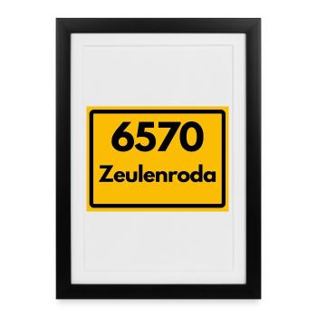 Alte Postleitzahl 6570 Zeulenroda, Thüringen, PLZ - Gerahmtes Poster (27 × 37 cm) - Schwarz - Vorne