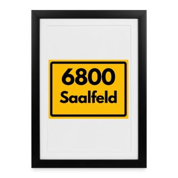 Alte Postleitzahl 6800 Saalfeld, PLZ, Thüringen - Gerahmtes Poster (27 × 37 cm) - Schwarz - Vorne