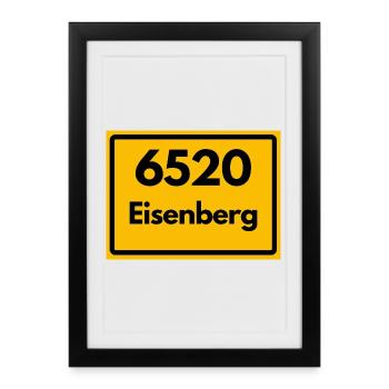 Alte Postleitzahl 6520 Eisenberg, Thüringen, PLZ - Gerahmtes Poster (27 × 37 cm) - Schwarz - Vorne
