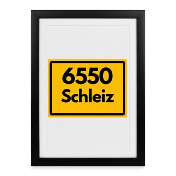 Alte Postleitzahl 6550 Schleiz, Thüringen, PLZ - Gerahmtes Poster (27 × 37 cm) - Schwarz - Vorne