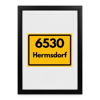 Old Postcode 6530 Hermsdorf, Thuringia, Postal Code - Framed poster (27 × 37 cm) - black - Front