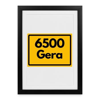 Alte Postleitzahl 6500 Gera, Thüringen, PLZ - Gerahmtes Poster (27 × 37 cm) - Schwarz - Vorne