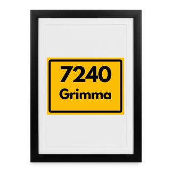 ALTE POSTLEITZAHL 7240 GRIMMA HEIMATSTOLZ SACHSEN - Gerahmtes Poster (27 × 37 cm) - Schwarz - Vorne