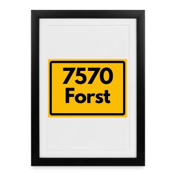 OLD POSTCODE POSTCODE RETRO 7570 FORST - Framed poster (27 × 37 cm) - black - Front