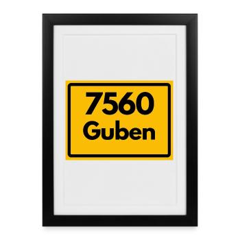 OLD POSTCODE POSTCODE RETRO 7560 GUBEN - Framed poster (27 × 37 cm) - black - Front