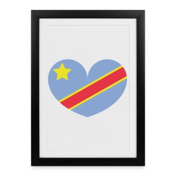 Drapeau du cœur du Congo - Affiche encadrée (27 × 37 cm) - noir - Devant