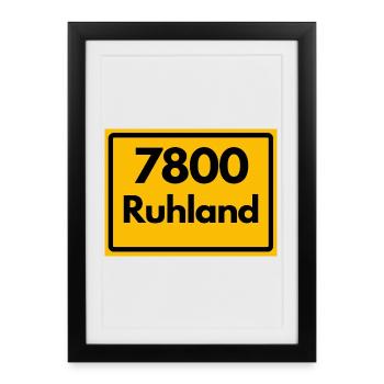 OLD POSTCODE POSTCODE, BRANDENBURG 7800 RUHLAND - Framed poster (27 × 37 cm) - black - Front