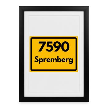 OLD POSTCODE POSTCODE, BRANDENBURG 7590 SPREMBERG - Framed poster (27 × 37 cm) - black - Front