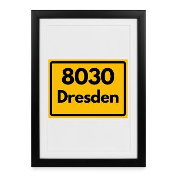 ALTE POSTLEITZAHL PLZ 8030 DRESDEN SACHSEN - Gerahmtes Poster (27 × 37 cm) - Schwarz - Vorne