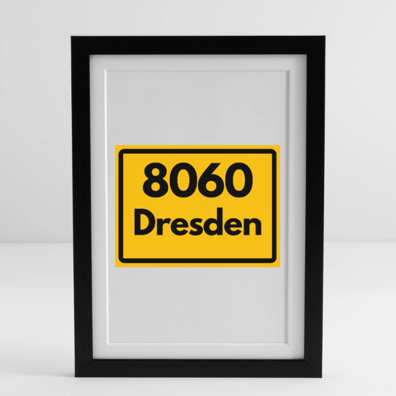 OLD POSTCODE ZIP CODE 8060 DRESDEN SAXONY Framed poster (27 × 37 cm)