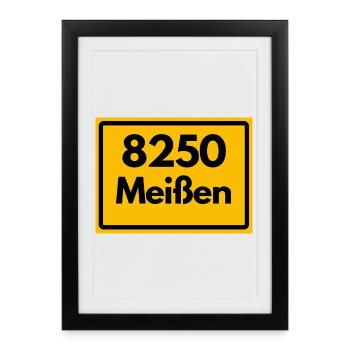 8250 SAXONY 01662 MEISSEN OLD POSTCODE ZIP CODE - Framed poster (27 × 37 cm) - black - Front