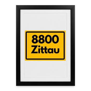 8800 02763 ZITTAU SAXONY 8800 VIENS CODI POSTAL - Affiche encadrée (27 × 37 cm) - noir - Devant