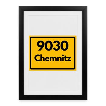 9030 POSTCODE SAXONY CHEMNITZ OLD POSTCODE - Framed poster (27 × 37 cm) - black - Front