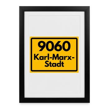 9060 PLZ SACHSEN KARL-MARX-STADT ALTE PLZ  - Gerahmtes Poster (27 × 37 cm) - Schwarz - Vorne