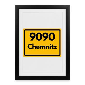 OLD POSTCODE 9090 SAXONY CHEMNITZ POSTAL CODE - Framed poster (27 × 37 cm) - black - Front