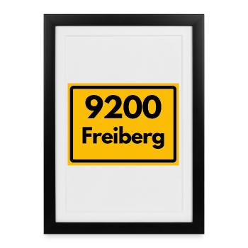 OLD POSTCODE 9200 SAXONY FREIBERG POSTAL CODE - Framed poster (27 × 37 cm) - black - Front