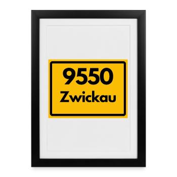 OLD POSTCODE SAXONY 9550 08060 ZWICKAU - Framed poster (27 × 37 cm) - black - Front